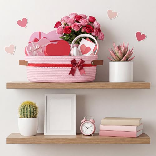 Image of Colingmill 2026 Graduation Large Woven Basket for Gifts Empty Set with Gift Bags and Ribbon Gift Baskets and Wrapping Set Storage 14 inchx 10 inchx 5.5 inch Decorative Box for Class of 2026 Graduation(Light Pink)