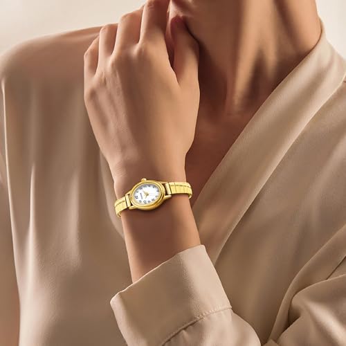 Elegant Gold Women's Analog Watch with Luminous Dial, 30M Waterproof, and Stainless Steel Expansion Strap for Effortless Style - Image 3