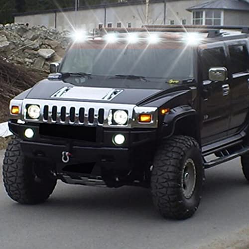Glofe 5Pcs Cab Marker Roof Top Running Marker Lights 264160Am 264160Bk Front Rear Smoked Lens Crystal Chrome Base + T10 194 168 W5W 2825 White Led Bulbs Compatible With Hummer H2 Suv Sut 2003-2009 #TOP2