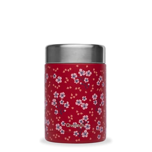 QWETCH - Boite Repas Nomade Isotherme - Hanami Rouge 600ml - Boite Alimentaire Inox - 5h Chaud et 7h Froid - Sans...