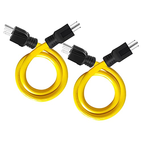 Cable de extensión macho doble 12 AWG NEMA 5-15P de 2 pies 2