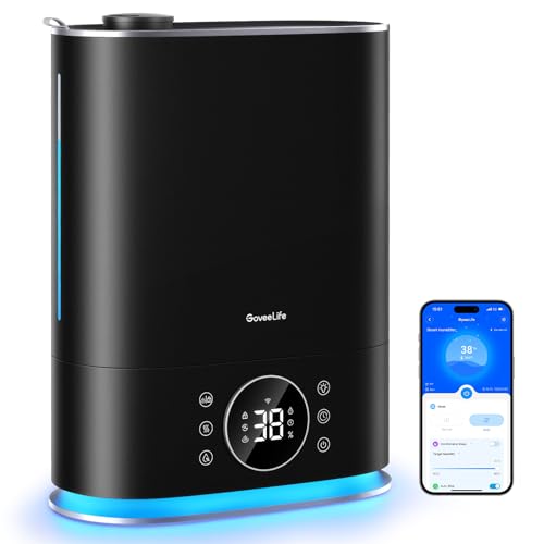 Image of GoveeLife 7L Humidifiers for Bedroom, Smart Top-Fill Cool & Warm Mist Humidifier Large Room, Auto Mode, 70H Quiet Runtime for Baby Plants Nursery, App & Voice Control, RGB Nightlight, Humidity Sensor