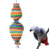KINTOR Bird Chewing Toy Large Medium Parrot Cage Bite Toys African Grey Macaws Cockatoos Eclectus Amazon (Rainbow-23.2inch)