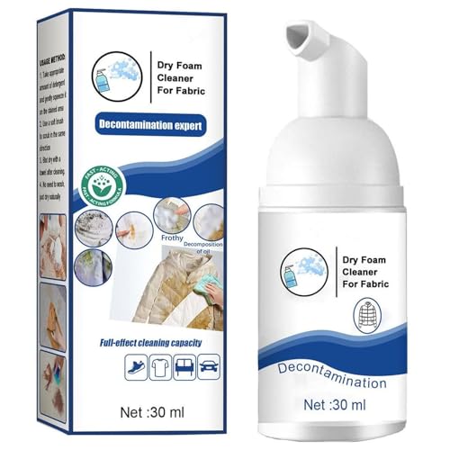 Trockenreiniger für Kleidung, Trockenpflege Fleckenentferner, Trockenschaumreiniger Dekontamination, Waschfreier Schaumreinige, Dry Foam Cleaner For Clothes, Trockenschaumreiniger für Kleidung, 30 ml