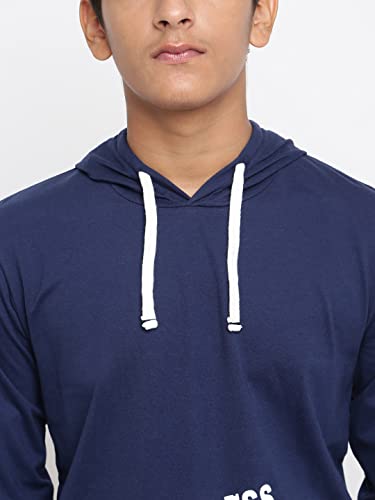 Image of Li'l Tomatoes Boys Regular Fit Printed Hooded Cotton Tshirt Navy