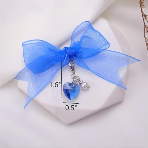Image of MIXJOY Something Blue Gift for Bride, Wedding Day Bridal Blue Pearl Angel Wings Bouquet Garter Charm for Bride to Be