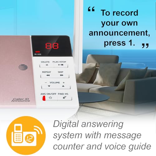 Image of AT&T CL82557 DECT 6.0 5-Handset Cordless Phone for Home with Answering Machine, Call Blocking, Caller ID Announcer, Intercom and Long Range, Rose Gold