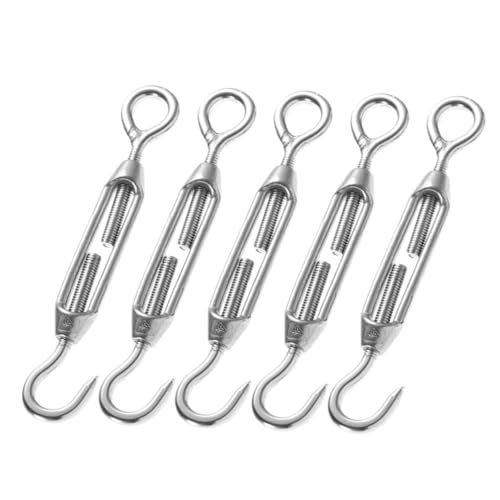 Tensores para cables VALICLUD de acero inoxidable 304, ajustables con gancho y ojo, 5 piezas M5 para tensión industrial y sombreado exterior miniatura 1