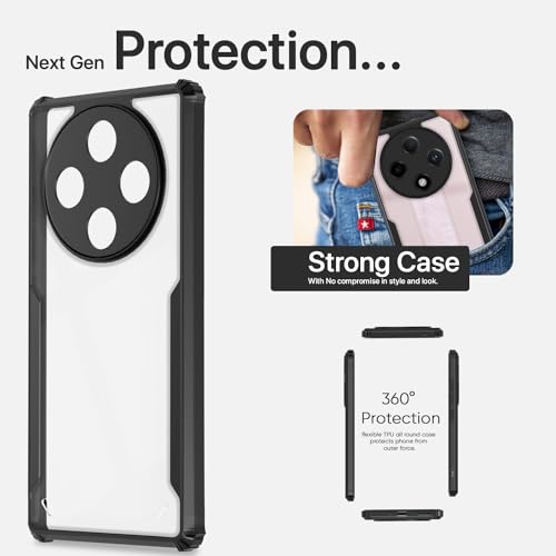 Image of Shockproof Crystal Clear Back Cover Case for Oppo F27 Pro Plus 5G | 360 Degree Protection | Protective Design | Transparent Back Cover Oppo F27 Pro Plus 5G (Black Bumper)