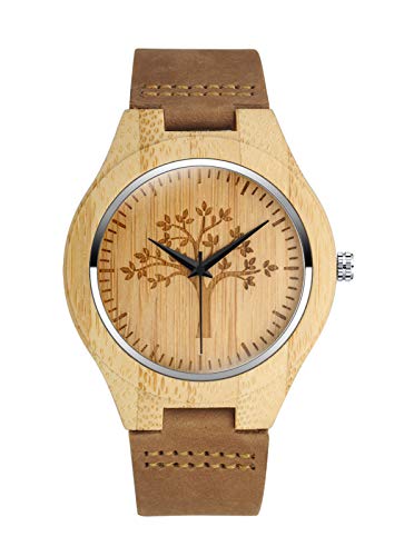 MICGIGI Relojes de Madera de Cuarzo analógicos para Hombres y Mujeres Reloj de Pulsera...