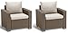 Produktbild Allibert by Keter Gartenlounge Sessel California, cappuccino/sand, 2er Set, inkl. Sitz- und Rückenkissen, Kunststoff, runde Rattanoptik, 83 x 68 x 72 cm