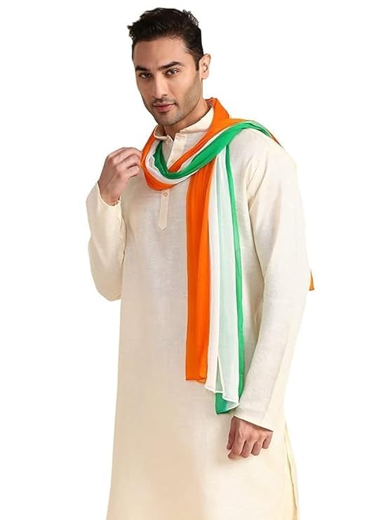 Tricolor Chiffon Dupatta for Independence Day and Republic Day Celebrations, Orange White Green Tiranga Scarf, 2.25 Meter Length-image-27