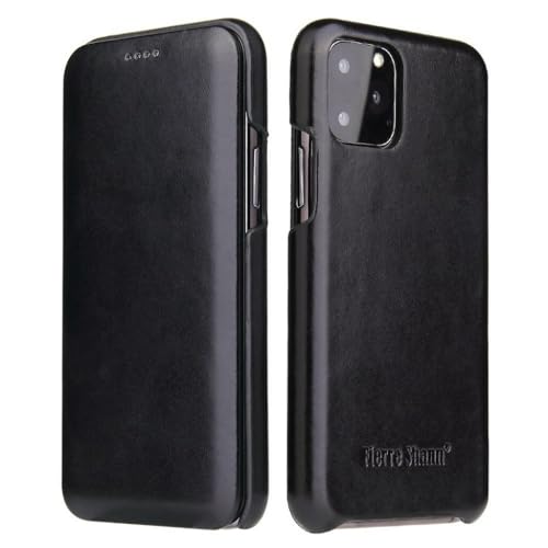 Étui en cuir véritable iPhone 13 mini noir chic à rabat magnétique protecteur