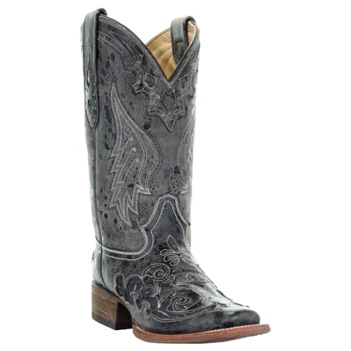 Corral Boots Women's Black Snake Inlay Boots2