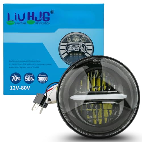 Image of LIU HJG 7 Inch 90W 12V-80V Round Led Headlight with Minus DRL For Motorcycle