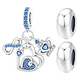 PANPOKI 3 dijes de piedra natal para pulsera de abalorios de plata de ley 925 con corona de corazón infinito, cuentas espaciadoras para pulseras y collares, regalos de cumpleaños, día de la madre