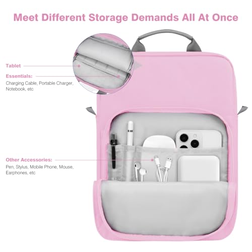 Image of Dadanism 9-11 Inch Tablet Sleeve Bag Carrying Case with Shoulder Strap for iPad (A16) 11 inch, iPad 10th Gen 10.9 inch, iPad Air M4 /Pro M5 11 inch, iPad 9 /8 /7th 10.2 inch, Galaxy Tab A11+ Plus 11 inch, Flowers Pink