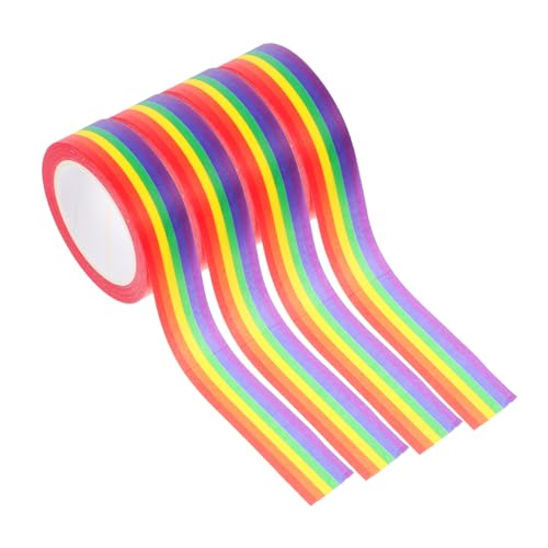 COOPHYA 4pcs Rainbow Masking Tape: 15mmx10m Waterproof Adhesive Rolls for Crafts - School Projects Home Décor & DIY Pride Party Decorations