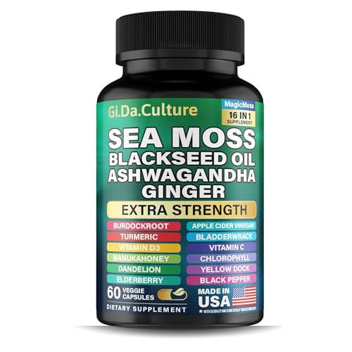 Gi.Da.Culture Organic Sea Moss Capsules (60 count) – Sea moss, bladderwrack & burdock blend