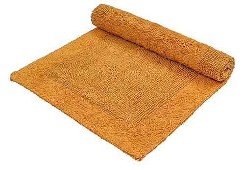 Savi Home Bath Mat Rug 17x24 Honey Mustard, 100% Pure Cotton, Super Soft Bath Rug, Plush & Absorbent, Hand Tufted Heavy Weight Construction, Full Reversible Step Out Rugs