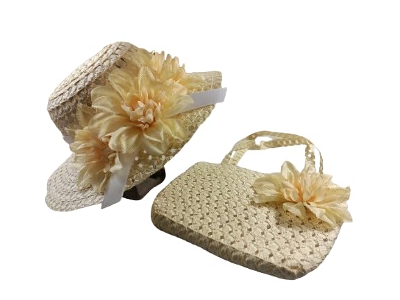 Girls Toddler Girls Easter Hat Easter Bonnet Tea Party Hat Dress Up Hat Cream Floral Matching Purse