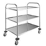 BLV servierwagen Edelstahl mit Rollen，küchenwagen Edelstahl Küchen rollenwagen für Hotels, Krankenhäuser, Schulen (3 böden)