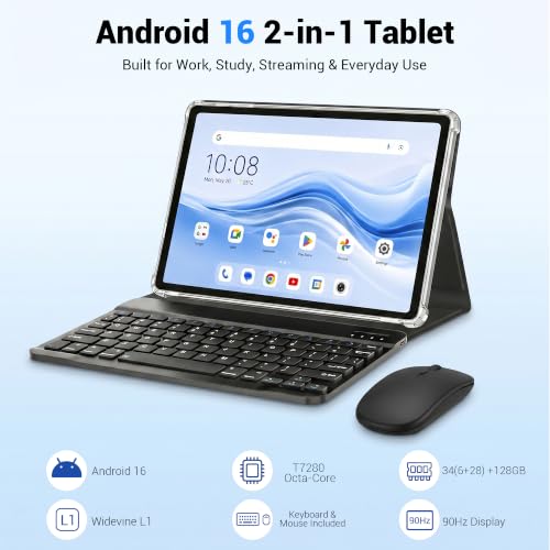 Image of Tablet 11 inch, Android 16 Tablet with Keyboard, Black