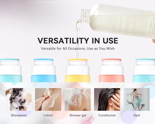 Vinofes 16 Pack Travel Bottles for Toiletries - TSA Approved Travel Size Silicone Squeezable Containers, Leak Proof & Refillable Liquid Accessories for Shampoo, Conditioner, Lotion - BPA Free, Colorful 5 41LsO5ArKcL