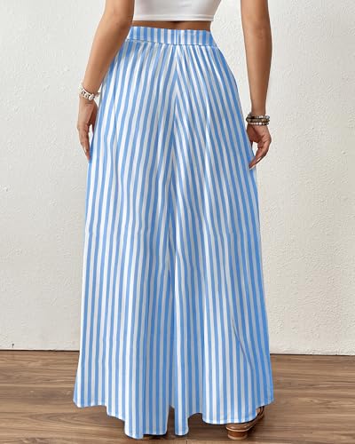 Image of Bsubseach Women Wide Leg Pants Floral Flowy Palazzo Pants