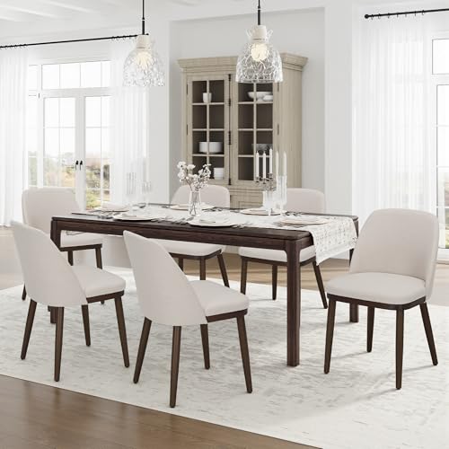 COLAMY Upholstered Dining Chairs Set of 2, Modern Kitchen Chairs with Back, Fabric Side Chair with Wood Legs for Dining Room Kitchen Restaurant, Beige by COLAMY - Image 7