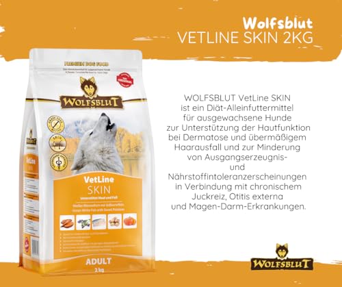 Wolfsblut Vetline Hundefutter - Skin & Coat, 2x2kg - Sparbundel, Sparpaket - inklusive Warnicks Tierfutterservice Hundesnack Goodie