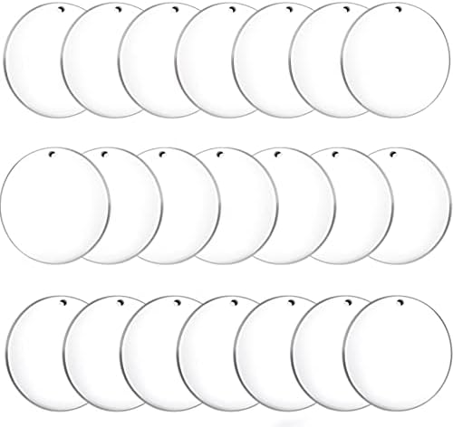 Senbota 100 Pcs Acrylic Keychain Blanks,2Inch Circle Acrylic Blanks with Hole,Clear Acrylic Discs Circles Bulk for Keychains Ornament Painting and Vinyl Crafts Projects