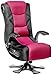 X Rocker 2.1 Sound Wireless Bluetooth 4 Speaker Video Gaming Chair with Pedestal Base & High Tech Audio 4" Subwoofer - Tilt & Swivel Design w/ Lumbar Support, Pivoting Arm Rests -Black/Fuchsia 5129101