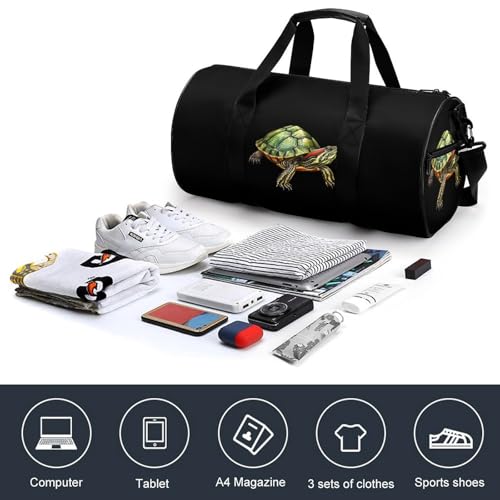 Red Eared Slider Turtle Gym Bag Lightweight Carry On Duffel Bag Athletic Sports Travel Bag Weekender Bag for Men Women4