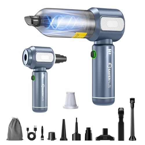 Sakerplus Mini Vacuum Cleaner, Cordless Car Vacuum, 17500PA High Suction, 3 in 1 Handheld Vacuum, Vacuuming, Blowing, Inflating, Deflation, Portable Vaccum with HEPA Filter for Cars,Desktop,Home SW106