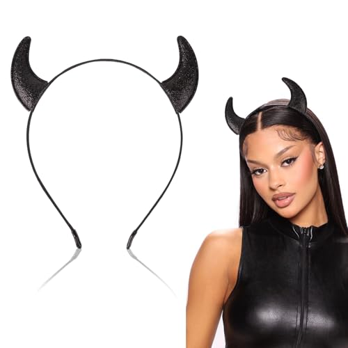 GEBETTER Haarreife mit Teufelshörner Teufelsohren Teufel Kostüm Accessoire Damen Kinder Haarband...
