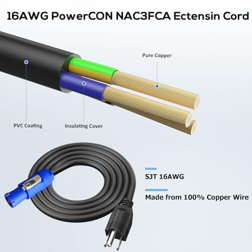 3-Prong NEMA 5-15P to PowerCon AC Power Cable 20A-6FT - Image 4