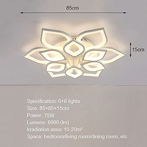 Plafonnier LED 55W moderne lustre acrylique en forme de fleur luminaire télécommandé - 4