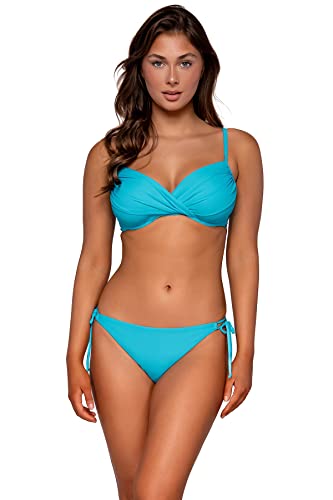 Sunsets Everlee Tie Side Women's Swimsuit Bikini Bottom, Blue Bliss, Medium #TOP3