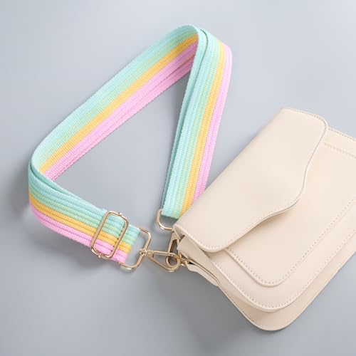 Image of chushui Purse Strap Replacement Crossbody Wide Adjustable, Retro Canvas Stripe Vintage Casual Woven with Gold Hardware 29-51 Inches for Women's Totes Handbags