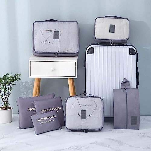 7 Set Packing Cubes for Suicase Packing Organizers Travel Luggage Organizers with Shoes Bag for Suitcase Travel Accessories, Grey - Image 3