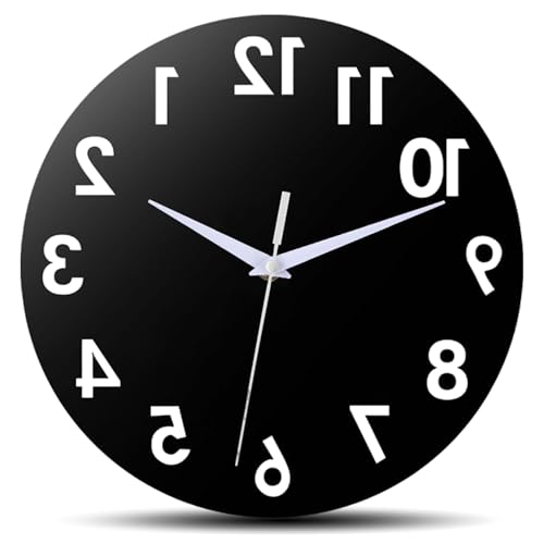 Horloge à l'envers, chiffres inhabituels, horloge dans le sens inverse des aiguilles d'une montre, mur silencieux de 12 pouces, mur décoratif à piles pour salon, chambre coucher, maison, salle de c