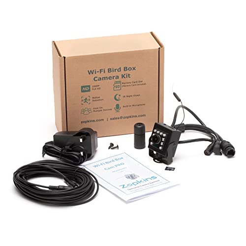 Zopkins Wi-Fi Bird Nest Box Camera PRO | View On Phone & Tablet | Micro SD Card Included | Motion Detection | Night Vision