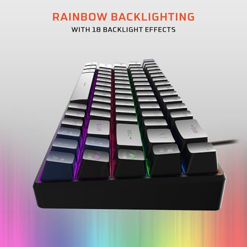Image of EvoFox Katana S Mini Wired Mechanical Keyboard | Hot-Swappable Silent Red Switches | 68-Key Compact Layout | Vivid Rainbow Backlighting | 1000Hz Polling Rate, All Keys Anti-Ghosting (Black)