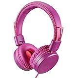 Picture of POWMEE M1 Kids Headphones Wired Headphone for Kids,Foldable Adjustable Stereo Tangle-Free,3.5MM Jack Wire Cord On-Ear Headphone for Children (Purple)
