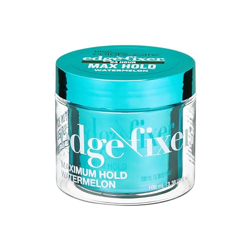 KISS COLORS & CARE Maximum Hold Edge Fixer, Non-Greasy Gel Formula Infused With Biotin B7, 24 Hour Hold, ‘Sweet Peach’ Scented, 3.38 Fl. Oz. (100 ml)