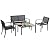 Vongrasig 4 Pieces Patio Furniture Sets,Outdoor Patio Conversation Sets with Glass Coffee Table, Small Porch Balcony Furniture, Patio Table and Chairs Set for Garden, Backyard (Black)
