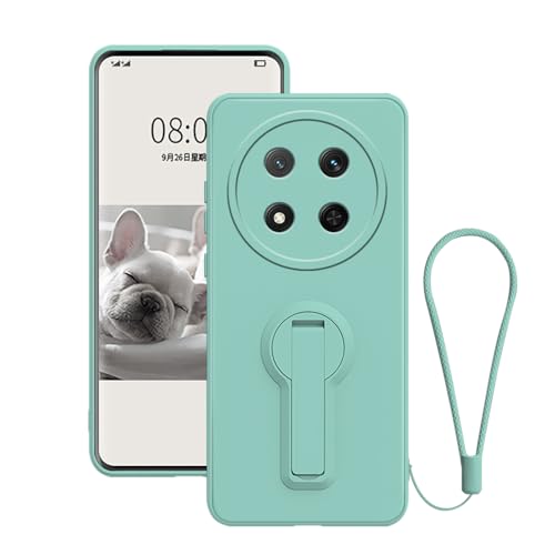 Coque Honor Magic 7 Lite silicone antichoc cyan avec dragonne de protection intégrale