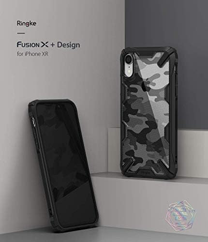 Ringke Fusion-X Design DDP Compatible for iPhone XR Case Cover, Semi-Opaque Hard PC Back Shockproof Heavy Duty TPU Bumper Phone Case for iPhone XR 6.1-inch - Camo Black