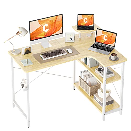 CubiCubi Computertisch mit Ablagefächern, Schreibtisch Kleiner L-förmiger...